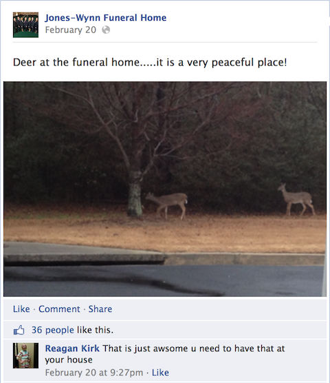 atualização do Facebook da casa funerária jones-wynn