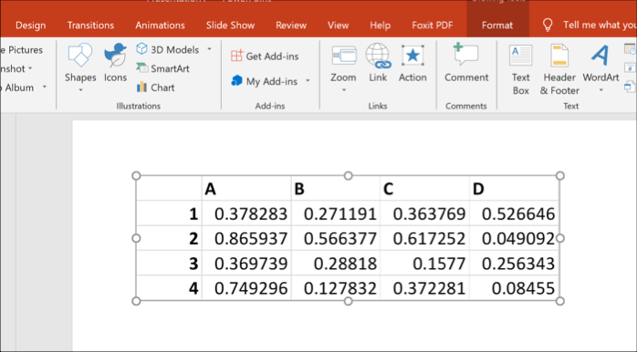 Dados do Excel como um objeto no PowerPoint