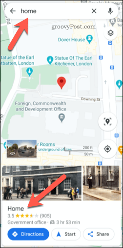 Um endereço do Google Maps salvo