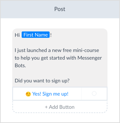 crie uma sequência para o bot do Messenger com o ManyChat