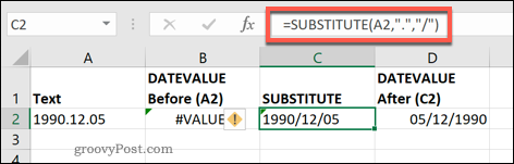 A função SUBSTITUTE no Excel