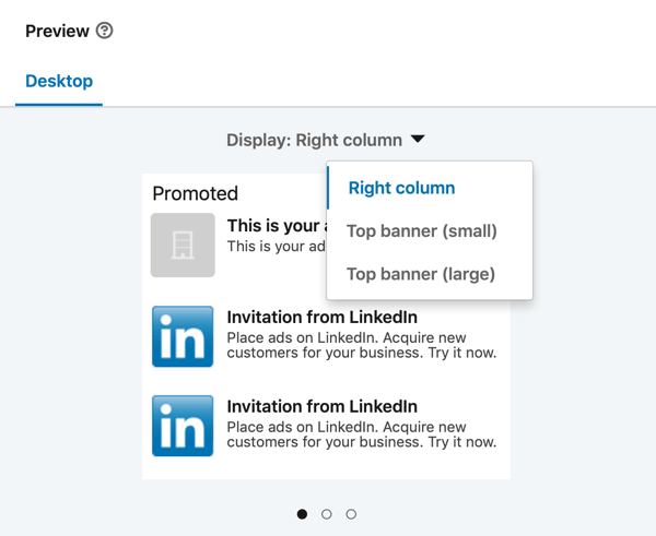 Como criar um anúncio de texto no LinkedIn, etapa 13, visualização do anúncio