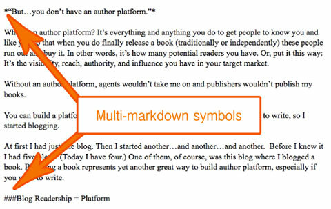 símbolos multimarkdown no texto