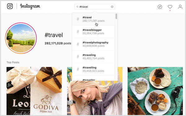 Para certas pesquisas de hashtag do Instagram, diferentes usuários podem ver diferentes resultados de conteúdo.