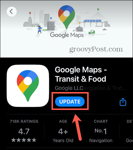 atualização do google maps