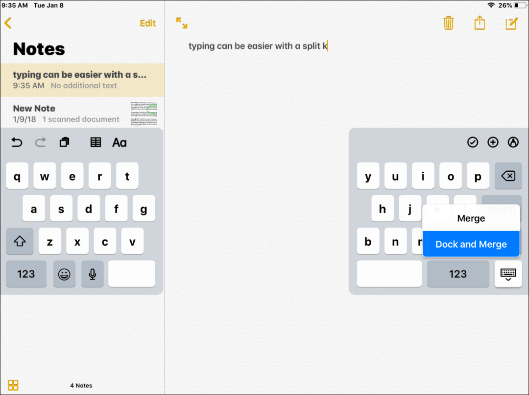 Teclado Split iOS