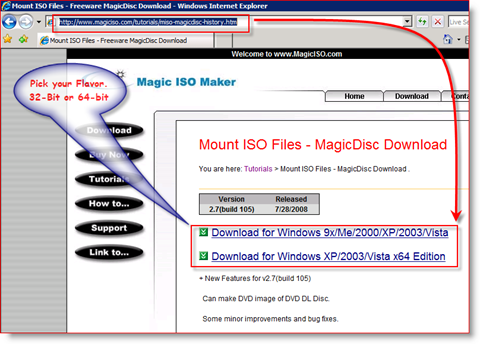 Link de download do MagicISO x86 e x64 para Windows Server 2008