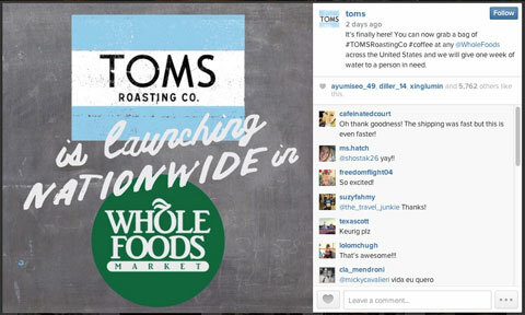 imagem do instagram do toms com hashtag