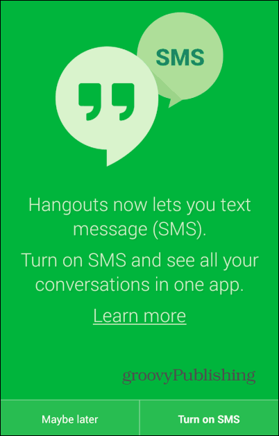 SMS do Hangouts ativado