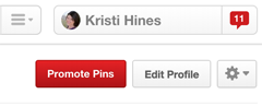 botão de promoção de pins do pinterest