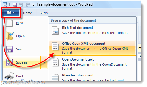 salvar arquivo odt como documento xml aberto
