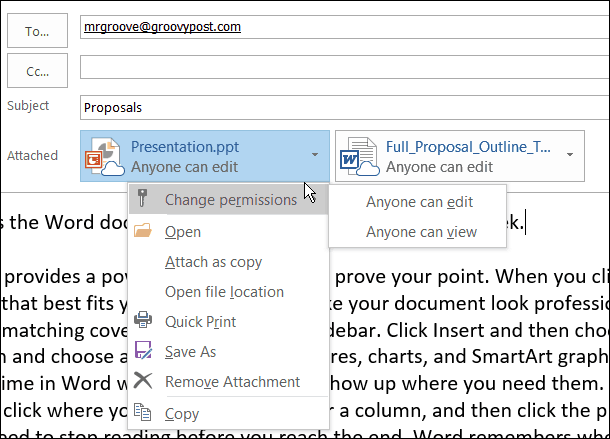 Pré-visualização do Office 2016: Usando anexos modernos no Outlook