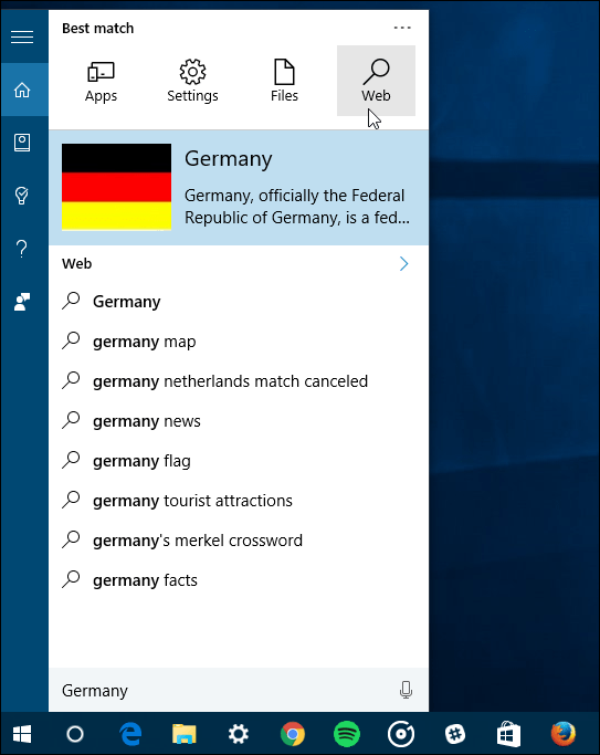 filtros de pesquisa Windows 10