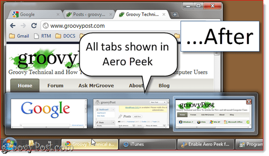 Ativar o Aero Peek em todas as guias do Google Chrome