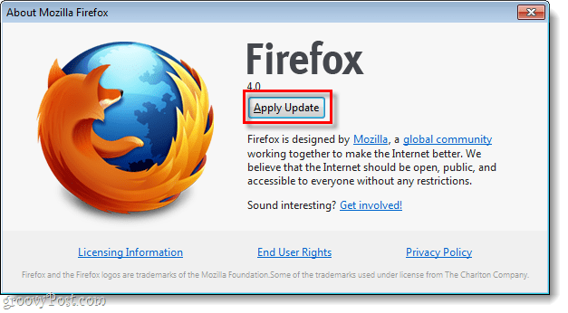 Firefox 4 aplicar atualização