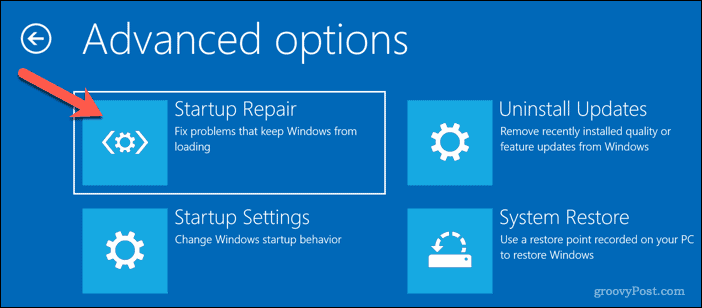 Executando o Reparo Automático no Windows 10
