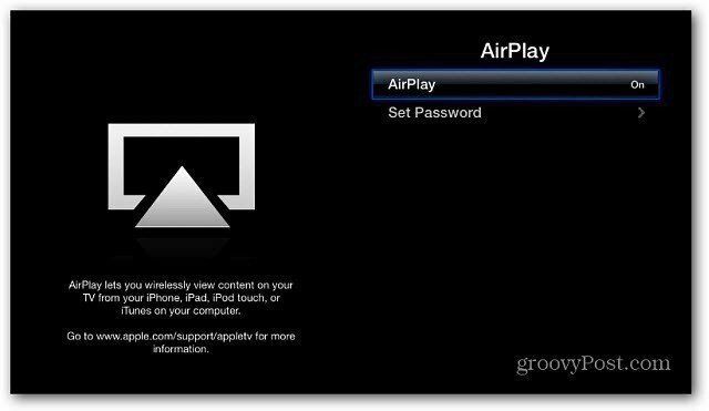 Apple TV com AirPlay ativado