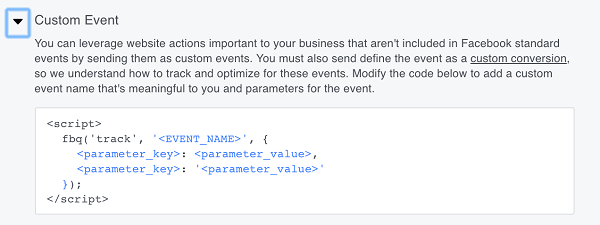 O Facebook também oferece a opção de criar eventos personalizados.