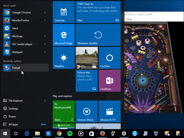 Cadete de espaço Windows 10