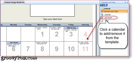 Impressão de calendários sobrepostos no Outlook