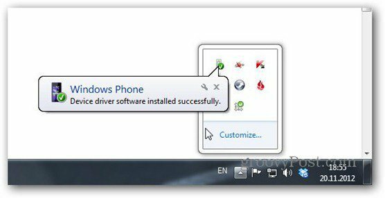 windows phone 8 conectado reconhecido