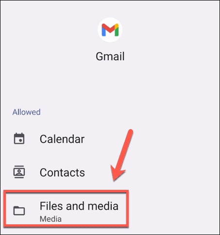 arquivos android gmail e configurações de mídia