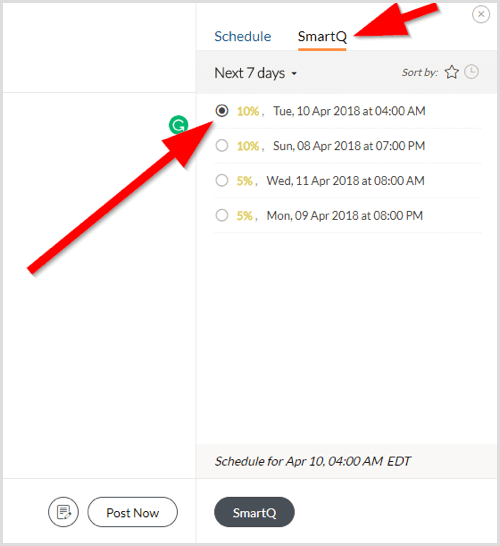 Programação de postagem Zoho Social SmartQ