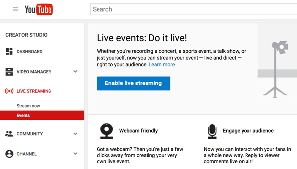 Configure o Hangouts On Air com o YouTube ao vivo para fazer sua entrevista em vídeo.