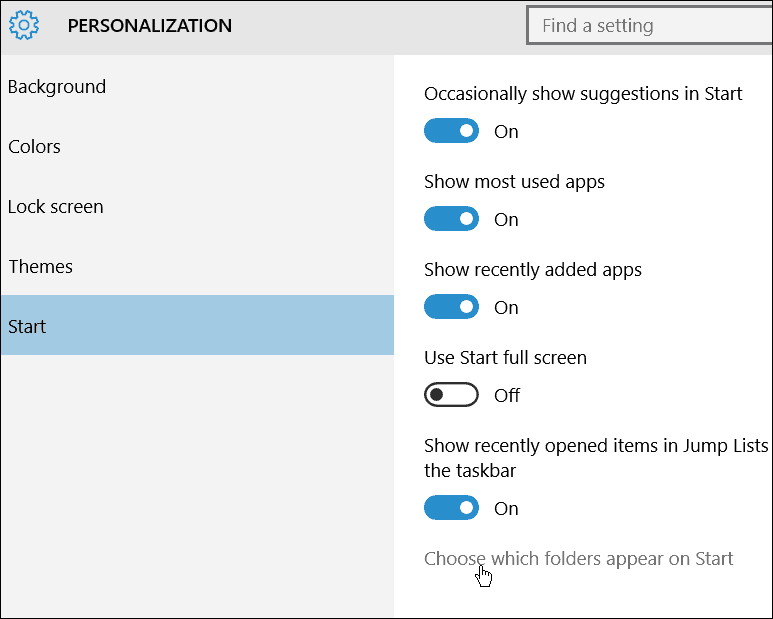 Personalização do Windows 10