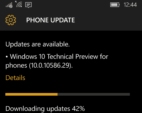 Windows 10 Mobile Build 10586.29 retorna para Windows phone