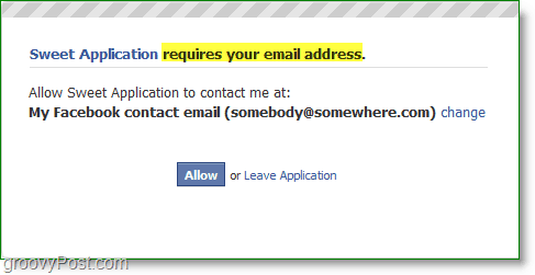 Captura de tela de spam de e-mail do Facebook - requer seu endereço de e-mail