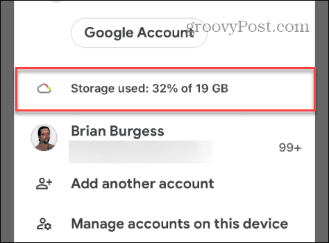 espaço de armazenamento usado Gmail outros itens