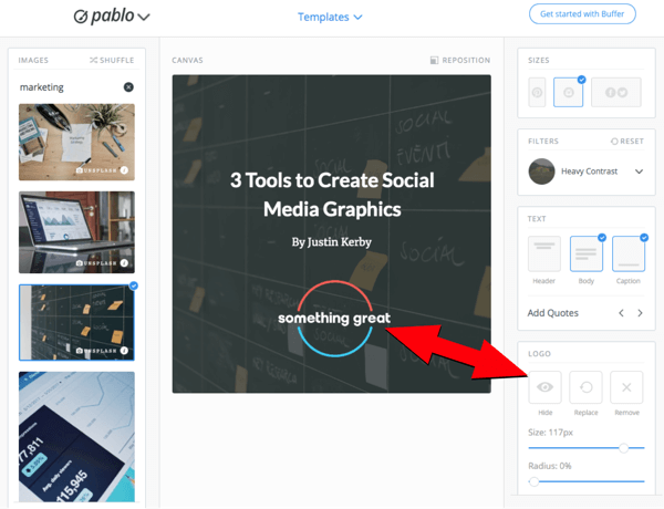 Use Pablo para criar imagens para redes sociais, passo 6.
