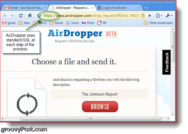 AirDropper Dropbox - Escolha o arquivo a ser enviado