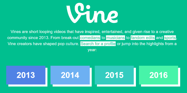 O Twitter silenciosamente lançou um Arquivo do Vine de 2013 a 2016 no site do Vine.