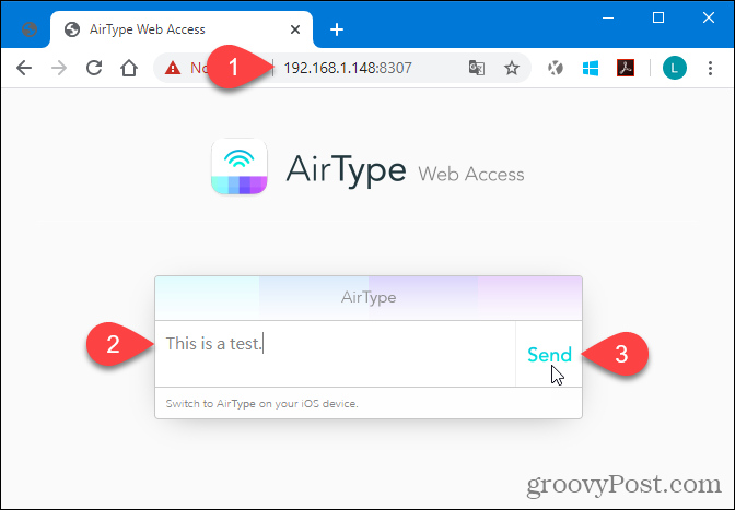Usando o AirType no navegador