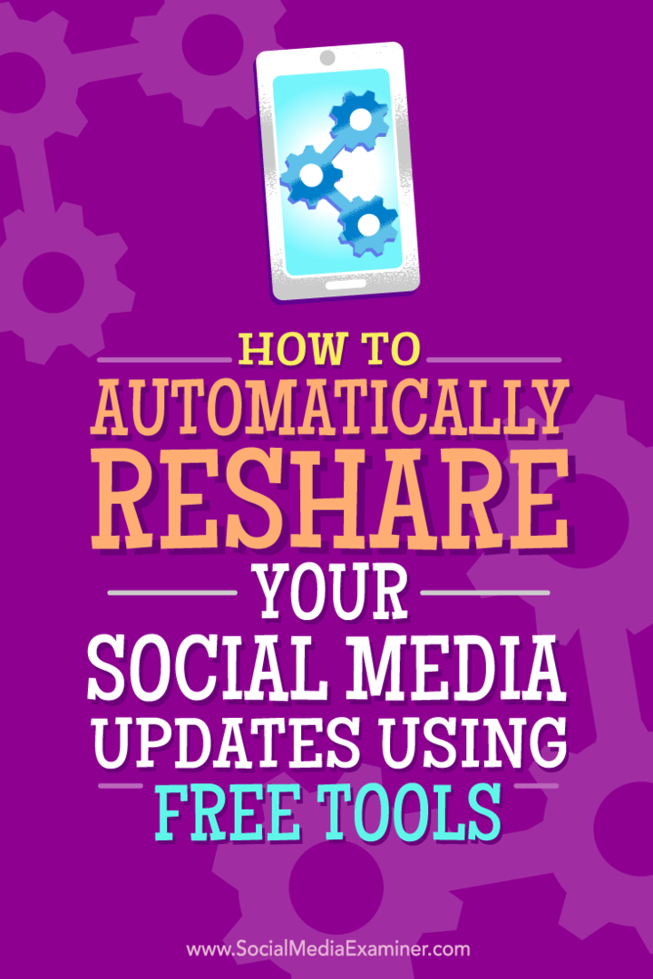 Dicas sobre como você pode compartilhar de novo automaticamente suas atualizações de mídia social com ferramentas gratuitas.