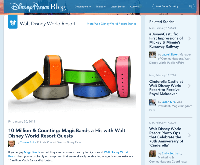 Artigo Disney MagicBand do blog da Disney