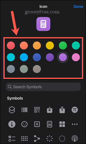cor do ícone de atalho do iphone