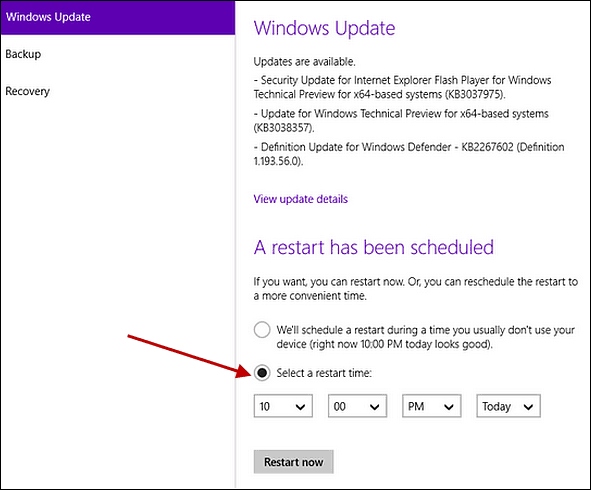 Agendar reinicialização no Windows 10