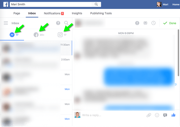 A nova caixa de entrada unificada do Messenger, Facebook e Instagram no desktop torna muito mais fácil gerenciar as mensagens do público.