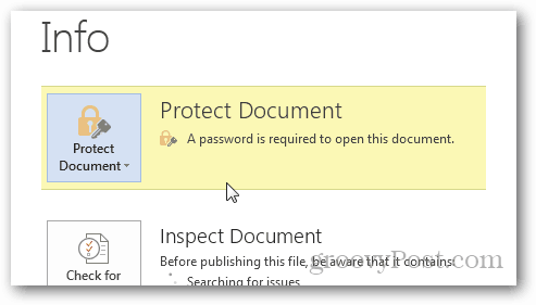Proteger com senha e criptografar documentos do Office 2013: Confirmar proteção