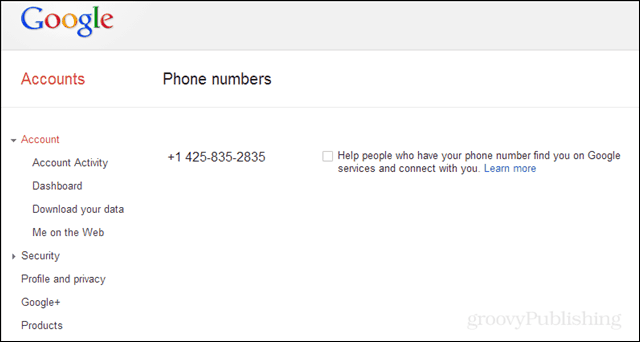Optar por não conectar seu número de telefone à Pesquisa do Google