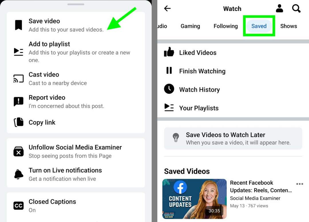 como-salvar-conteúdo-organic-facebook-video-posts-swipe-file-exemplo