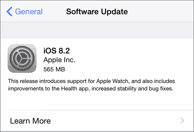 Apple iOS 8.2 para iPhone e iPad - Atualização de software