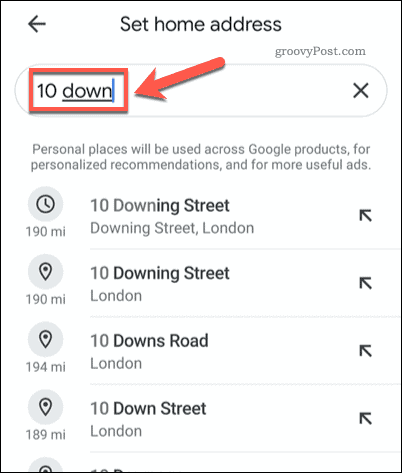 Procurando um endereço residencial no Google Maps para celular