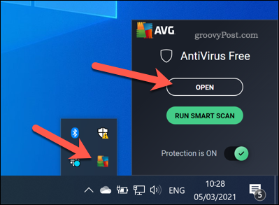 Abrindo a interface do AVG no Windows