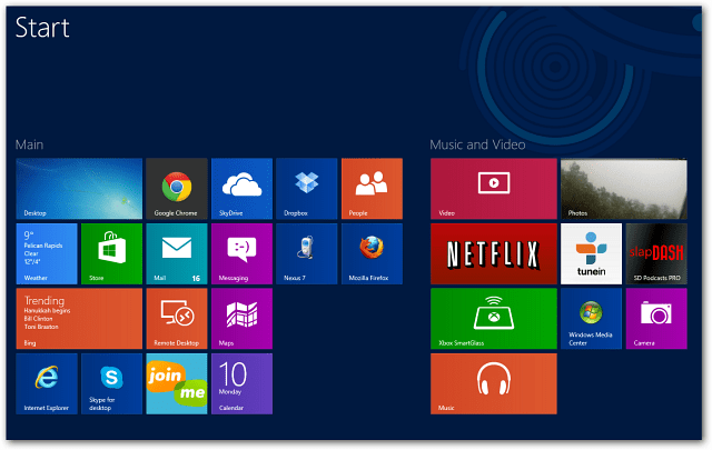 Quatro linhas de aplicativos do Windows 8
