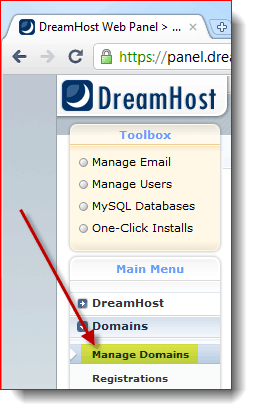 Gerencie seu domínio no DreamHost