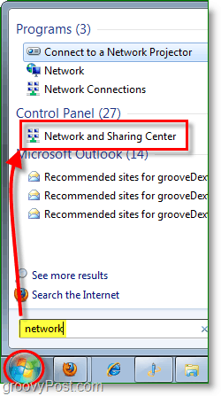 acessar a rede e o centro de compartilhamento no windows 7